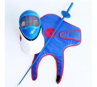 Fencing Training Set for Kids 3-Piece Foil Mask Chest Protector Lightweight Safe Gear Sound Sensor Adjustable Beginners(Blue,Foil)