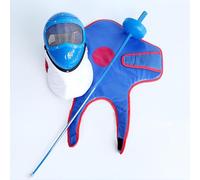 Fencing Training Set for Kids 3-Piece Foil Mask Chest Protector Lightweight Safe Gear Sound Sensor Adjustable Beginners(Blue,Epee)