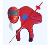 Fencing Training Set for Kids 3-Piece Foil Mask Chest Protector Lightweight Safe Gear Sound Sensor Adjustable Beginners(Red,Foil)