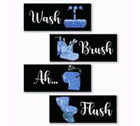FENCORDAR 4 Pcs Blue Bathroom Decor Funny Blue And Black Bathroom Decor Wooden Blue Bathroom Accessories Modern Funny Glitter Blue Bathroom Set for Home Bathroom Toilet Decoration(Blue, 10x4")