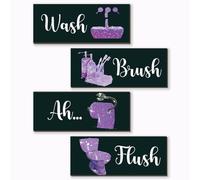 FENCORDAR 4 Pcs Purple Bathroom Decor Funny Purple and Black Bathroom Decor Wooden Purple Bathroom Accessories Modern Funny Glitter Purple Bathroom Set for Home Bathroom Toilet(Purple, 10x4 Inch)