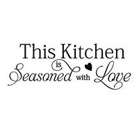 FENCOSYN This Kitchen is Seasoned with Love Quotes Wall Stickers Kitchen Art Decorations Vinyl Home Décor