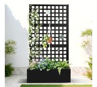 FENCY Metal Raised Garden Bed with Trellis, 35''Lx16''Wx71''H, Black