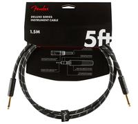 Fender 1.5M (5') Deluxe Series Instrument Cable - Straight/Angle, Black Tweed