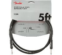 Fender Professional Series Instrument Cable, 5ft,1.5m, Engineered to Avoid Twisting, Black (Angled Jack)