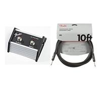 Fender 2-Button Footswitch - Channel Select and Effects On/Off & 990820025 Professional Series Instrument Cable - 10 ft - STR/ANG - black, 3 metre