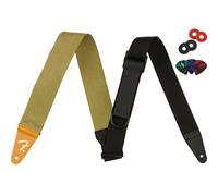 Fender 2-Inch Right Height Guitar Strap - Tweed Bundle with Red Strap
