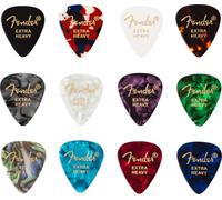 Fender 351 Celluloid Guitar Picks Extra Heavy, Assorted, 12 Pack | Classic 351 shape, USA-made celluloid, bulk 12-pack, assorted colors, electric & acoustic guitar accessories