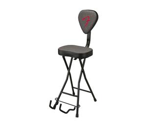 Fender 351 Padded Guitar Seat & Stand Combo with Footrest | Collapsible guitar stool with stand, removable backrest, footrest, padded seat, musician practice chair, guitar accessories