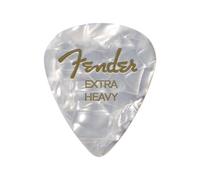 Fender 351 Premium Guitar Picks, Extra Heavy, White Moto, 12x | 12x bulk pack plectrums, extra heavy gauge, 351 shape, electric guitar, rock & lead playing, premium celluloid