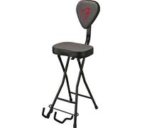 Fender 351 Seat and Guitar Stand Combo, Collapsible Design, Removable Backrest, Gray Tweed Fabric, Non-Slip Feet