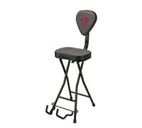 Fender 351 Seat and Guitar Stand Combo, Collapsible Design, Removable Backrest, Gray Tweed Fabric, Non-Slip Feet
