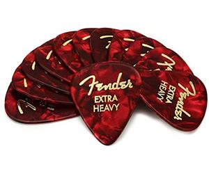 Fender® 351 Shape Classic Picks Celluloid Plectrums - Shape: 351 - Pack of 12 - Thickness: X-Heavy - Colour: Red Moto