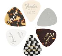 Fender 351 Shape Material Medley Medium Guitar Picks 6x | Variety of materials, medium gauge, suits electric & acoustic guitar, ideal for beginners, strumming, 6x picks included