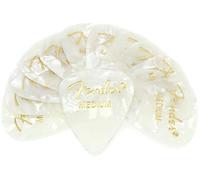 Fender 351 Shape Medium Classic Celluloid Guitar Picks, Guitar Accessories, 12-Pack, White Moto