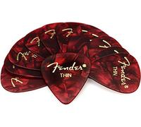Fender 351 Shape Thin Classic Celluloid Picks, 12-Pack, Red Moto for electric guitar, acoustic guitar, mandolin, and bass