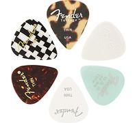 Fender 351 Shape Thin Guitar Picks Variety Pack, 6-Pack | Assorted materials: celluloid, nylon, glow-in-the-dark, beginner-friendly, thin gauge, 6-pack value