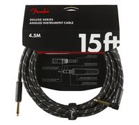 Fender 4.5M (15') Deluxe Series Instrument Cable - Straight/Angle, Black Tweed