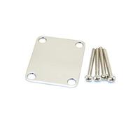 Fender 4-Bolt Vintage-Style Plain Neck Plate, Chrome, Strat & Tele | No serial number or logo, chrome finish, fits Strat & Tele models, vintage-style replacement hardware, electric guitar parts