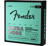 Fender 4250 Ultracore™ Guitar Strings, Nickel Plated Steel, Bullet End, 4250L Gauges .009-.042, (6) - 3 Pack