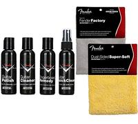 Fender 6-Piece Guitar Care Kit with Custom Shop Deluxe Guitar Care System 4 Pack, Super-Soft Dual-Sided Microfiber Cloth, Fender Factory Microfiber Cloth