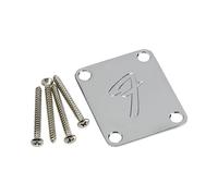 Fender 70s Style F Logo Neck Mounting Plate with Screws (Chrome)