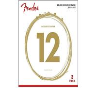 Fender 80/20 Bronze Acousitc Guitar Strings Ball End 70L .012-.052 3-Pack