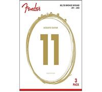 Fender 80/20 Bronze Acoustic Strings Ball End 70CL .011-.052 Guages 3-Pack