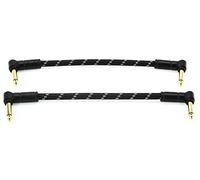 Fender 990820087 Deluxe Serie Patch Cable - 6 inch - ANG/ANG - Pack of 2 - Black Tweed