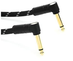 Fender 990820095 Deluxe Series Patch Cable - 1 ft - ANG/ANG - Black Tweed