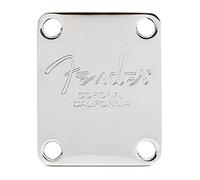 Fender American Series Bass Neck Plate, 4 Bolt Chrome Replacement | Genuine Fender bass guitar part, chrome 4 bolt neck plate, fits American Series basses, direct replacement hardware