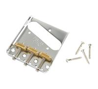 Fender American Vintage Tele Bridge Assembly, 3 Brass Saddles, Chrome | Authentic vintage Tele tone, brass saddles for warm sustain, chrome, drop-in replacement, American Vintage upgrade
