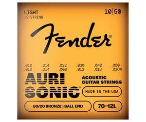 Fender AuriSonic 70-12L Acoustic Guitar Strings 80/20 Bronze 12-String .010-.050 Gauges (12)