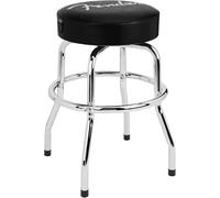 Fender Barstool, Perfect for Guitar Players and Fans, Spaghetti Logo Pick Pouch Logo Barstool, Foam Padded, 24", Black and Chrome