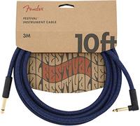 Fender Blue Dream Angled Instrument Cable, Electric Guitar Lead, 10ft | Angled jack guitar cable, 10ft lead, ideal for live performance & studio use, durable, low-noise, instrument cable