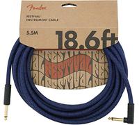 Fender Blue Dream Angled Instrument Cable, Electric Guitar Lead, 18.6ft | Angled jack plug, noise-free shielding, ideal for gigging & studio, electric guitar, bass & keyboard compatible