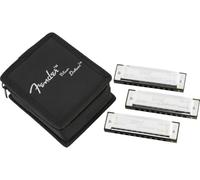 Fender Blues Deluxe Harmonica 3-Pack Set, Keys C G A with Case