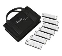 Fender Blues Deluxe Harmonica Set, 7-Pack, Chromed Metal Covers, Class