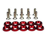 Fender Bumper Washer, Bumper Fender Washer 10pcs M6 Car Modified Hex Fasteners Fender Washer Bumper Engine Concave Screws Car-styling(Red)
