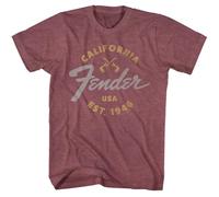 Fender California 1946 Adult Maroon Heather T Shirt American Made Guitars Vintage Style Graphic Tees