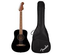 Fender California Redondo Mini Acoustic Guitar & Bag, Black Spruce | Travel-ready mini acoustic, black spruce top, California Series, includes gig bag, ideal for beginners, kids & travellers