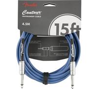 Fender Contour Instrument Cable, Guitar Cable 15ft, Lake Placid Blue | Straight/straight, nickel-plated 1/4" jacks, 90% oxygen-free copper shielding, low noise, electric guitar