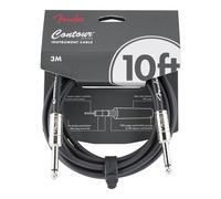 Fender Contour Instrument Cable, Straight/Straight, 10 ft | Electric guitar cable, 90% oxygen-free copper shielding, low noise, nickel-plated 1/4" jacks, live performance