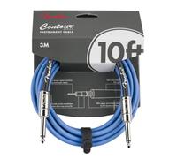 Fender Contour Instrument Cable, Straight/Straight, 10ft, Lake Placid Blue | Electric Guitar Cable, 1/4" Straight Plugs, Oxygen Free Copper Shielding, Low Noise, Nickel Plated