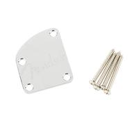 Fender Contoured Heel Neck Plate w/ Spaghetti Logo Elite/Deluxe Style (Chrome)