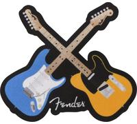 Fender Crossed Guitars Iron-On Patch, 100% Cotton, Gift for Guitarists | Iron-on application, 100% cotton, guitar patch for jackets & denim, music gift for guitarists, Fender merchandise