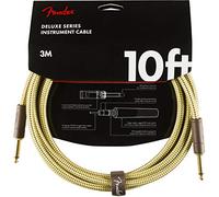 Fender Deluxe Instrument Cable, 10ft, Straight/Angle, Gold-Plated Jacks, Tweed