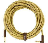 Fender Deluxe Instrument Cable, 25ft, Straight/Angle, Gold-Plated Jacks, Tweed