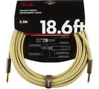 Fender Deluxe Instrument Cable, Tweed, Gold Jacks, 18.6 ft | Premium guitar cable, 99% oxygen-free copper, 24K gold-plated jacks, noise-free signal, live performance, straight/straight