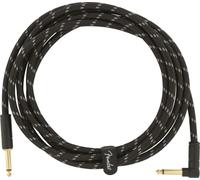 Fender Deluxe Series Instrument Cable 10ft,3m, Braided Shielding and 24K Gold Plated Connectors for Lossless, Pure Sound, Straight,Angled Jack, Black Tweed